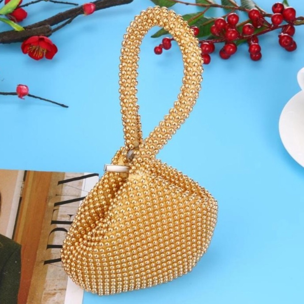 Gold Beaded Dangling Wristlet